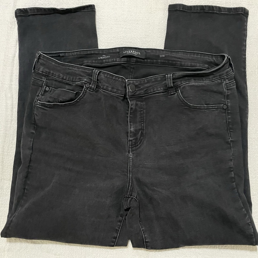 Liverpool Women's Plus 20W Jeans The Straight Denim Meteorite Gray Stretch